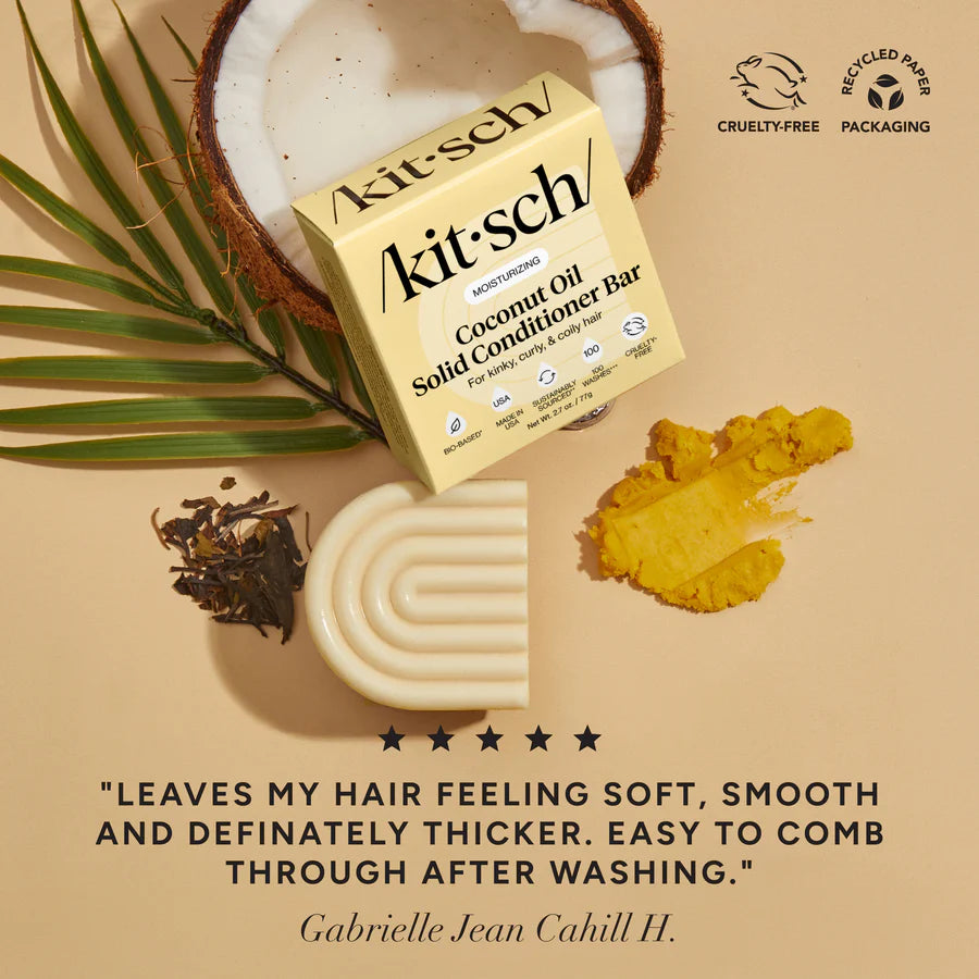 KITSCH Coconut Oil Shampoo &amp;amp; Conditioner – fugtgivende hårplejesæt med kokosolie, der reducerer krus og styrker håret. Vegansk, bæredygtig og fri for sulfater.