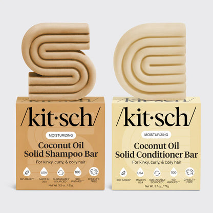 KITSCH Coconut Oil Shampoo &amp;amp; Conditioner – fugtgivende hårplejesæt med kokosolie, der reducerer krus og styrker håret. Vegansk, bæredygtig og fri for sulfater.
