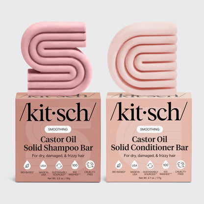 Kitsch shampoo &amp; balsam bar med castor oil, fugt til tørt hår, skummende og revitaliserende hårpleje