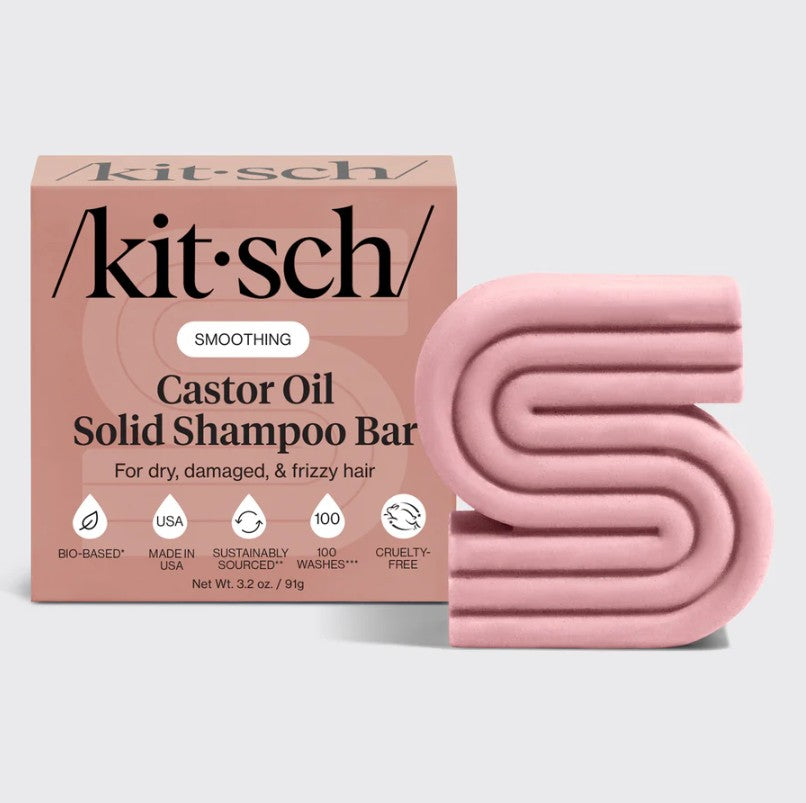 KITSCH Castor Oil Shampoo Bar – fugtgivende og styrkende hårpleje til tørt og beskadiget hår.& Med ricinol, der plejer, styrker og stimulerer hårvækst. Vegansk, cruelty-free & Zero Waste.