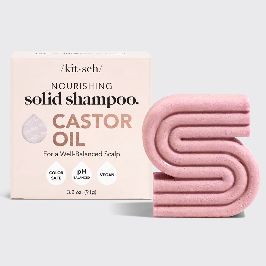 KITSCH Castor Oil Shampoo Bar – fugtgivende og styrkende hårpleje til tørt og beskadiget hår med ricinol, der plejer, styrker og stimulerer hårvækst. Vegansk, cruelty-free &amp; Zero Waste.