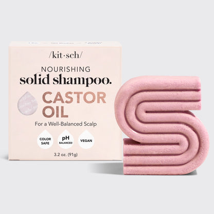 KITSCH Castor Oil Shampoo Bar – fugtgivende og styrkende hårpleje til tørt og beskadiget hår med ricinol, der plejer, styrker og stimulerer hårvækst. Vegansk, cruelty-free &amp; Zero Waste.