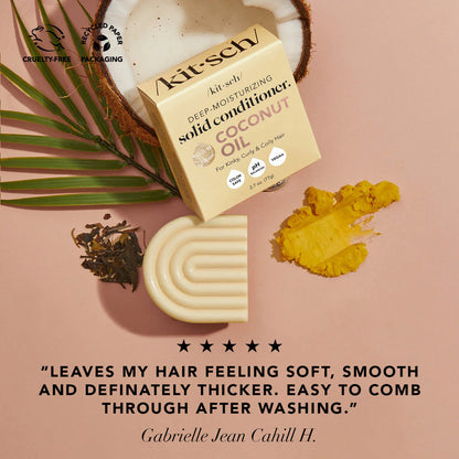 KITSCH Coconut Oil Shampoo &amp; Conditioner – fugtgivende hårplejesæt med kokosolie, der reducerer krus og styrker håret. Vegansk, bæredygtig og fri for sulfater.