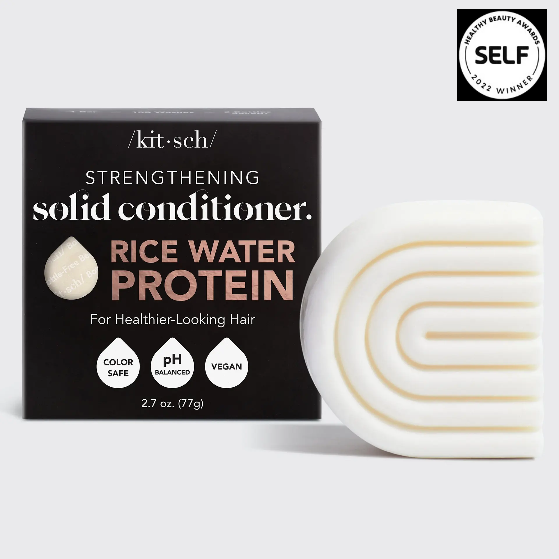 Volumengivende conditioner bar med rice water protein. Styrker, reparerer &amp; giver glans til fint hår. Vegansk, bæredygtig &amp; plastikfri hårpleje.