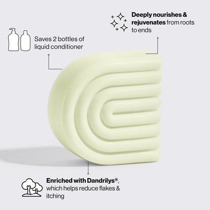 Dybderensende conditioner bar med Tea Tree Oil &amp; Mynte. Balancerer hovedbunden, reducerer skæl og giver sundt, glansfuldt hår. Vegansk &amp; zero-waste.