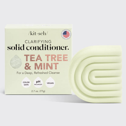 Dybderensende conditioner bar med Tea Tree Oil &amp; Mynte. Balancerer hovedbunden, reducerer skæl og giver sundt, glansfuldt hår. Vegansk &amp; zero-waste.