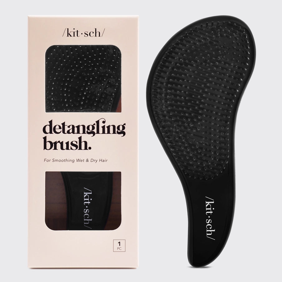 Kitsch detangling børste, sort, ergonomisk design, glansfuldt hår, hårpleje, produktboks
