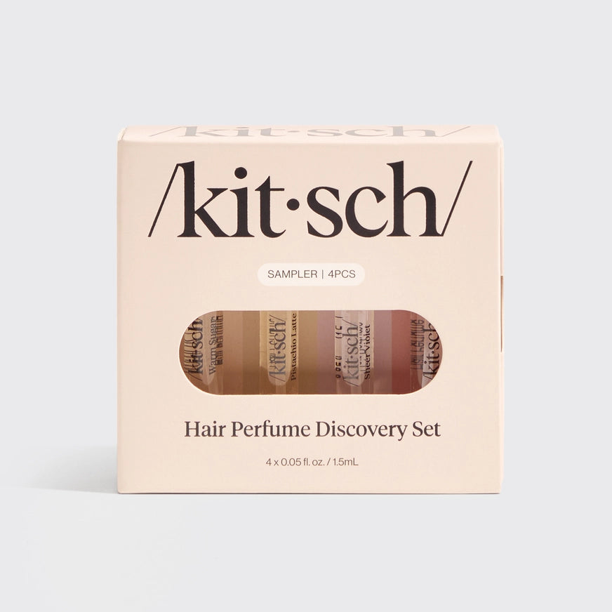 KITSCH Hair Perfume Discovery Set – 4 minis til hår, krop &amp; tekstil. Neutraliserer lugt, perfekt til rejser, hverdag &amp; layering. Vegansk &amp; travel-friendly.