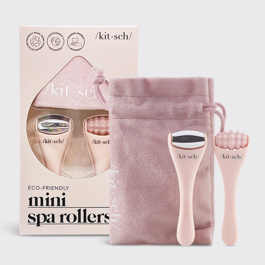 KITSCH Mini Spa Rollers stimulerer blodcirkulation, reducerer hævelser og giver naturlig glød. Et elegant ansigtsrullesæt til daglig selvpleje.