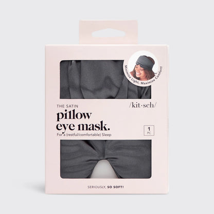 KITSCH Satin Eye Mask i charcoal – luksuriøs, vegansk sovemaske i satin. Beskytter huden, blokerer lys og giver en rolig, uforstyrret nattesøvn. OEKO-TEX® certificeret.