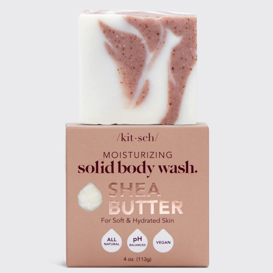 Rens &amp; plej huden med KITSCH Body Wash Bar. Fugtgivende sæbebar med Shea Butter &amp; E-vitamin – vegansk, flaske-fri &amp; bæredygtig.