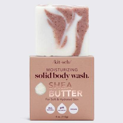 Rens &amp; plej huden med KITSCH Body Wash Bar. Fugtgivende sæbebar med Shea Butter &amp; E-vitamin – vegansk, flaske-fri &amp; bæredygtig.