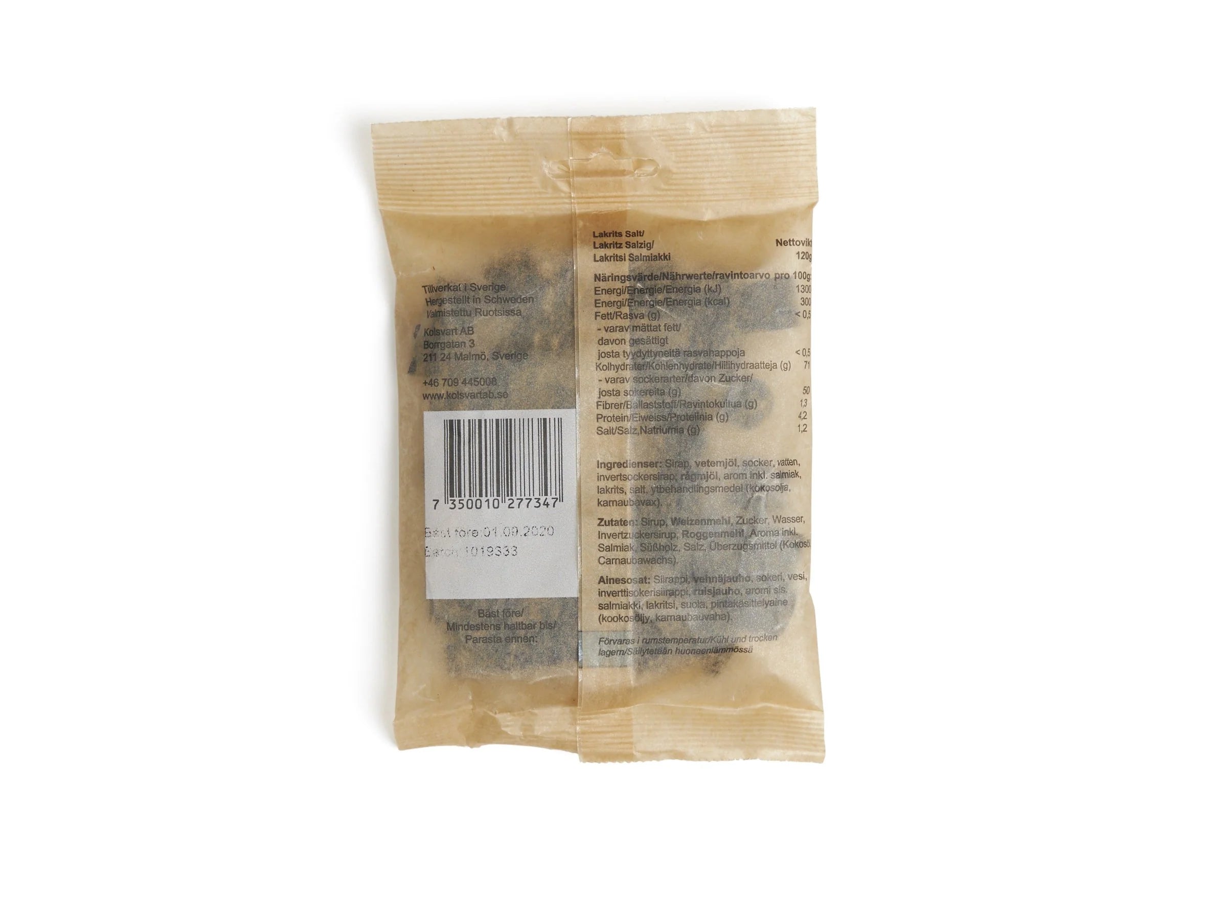 Kolsvart Salt Lakrids – intens svensk gourmetlakrids med salmiak og havsalt. Vegansk, glutenfri og lavet af naturlige ingredienser.