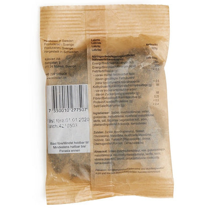 Kolsvart Sød Lakridsfisk – klassisk svensk gourmetlakrids. Vegansk, glutenfri og naturligt sød med autentisk smag og håndværk.
