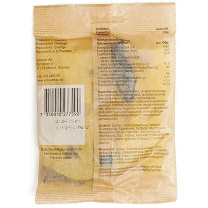 Kolsvart Sød Lakrids &amp; Sur Citron – vegansk og glutenfri gourmet slik. Perfekt balance mellem blød lakrids og frisk-syrlig citron.