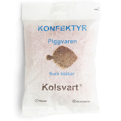 Vegansk &amp; glutenfri vingummi fra Kolsvart med frisk smag af blåbær og solbær. Håndlavet i Sverige – bæredygtig, naturlig og uimodståelig.