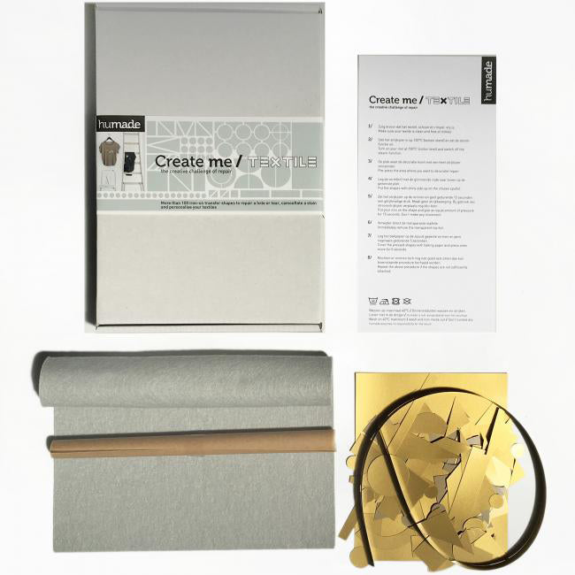 Forvandl pletter og slid til smukke detaljer med ReMarkable strygemærker fra Humade. Kreativ visible mending i mat &amp; blank guld og sølv – reparér tøj med stil.