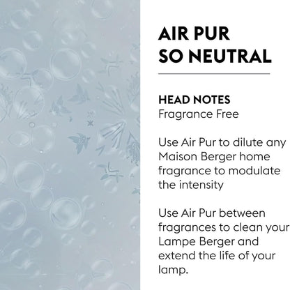 Air Pur Neutral fra Maison Berger Paris er en duftfri refill, der renser luften effektivt og giver dig fuld kontrol over dit indeklima.
