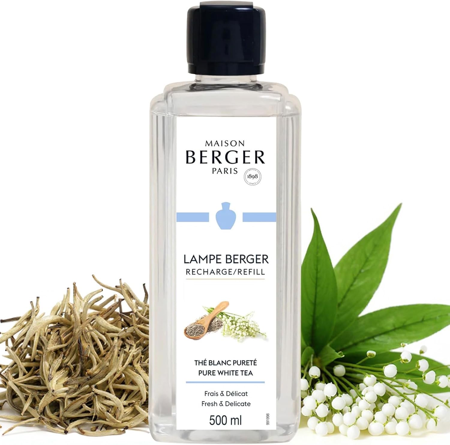 Pure White Tea fra Maison Berger – en subtil og sofistikeret duft, hvor hvid te og bløde blomster skaber en beroligende, ren atmosfære.