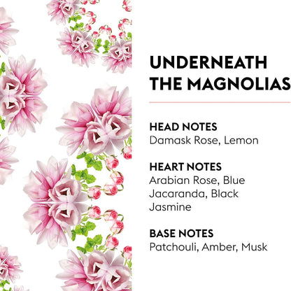 Underneath the Magnolias fra Maison Berger Paris – en fortryllende blomsterkomposition, hvor frisk citrus og sarte blomster mødes i ren forårsstemning året rundt.