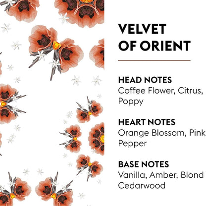 Velvet of Orient fra Maison Berger – en dyb og forførende duft, hvor krydderier, blomster og varme noter skaber en eksklusiv og stemningsfuld atmosfære.
