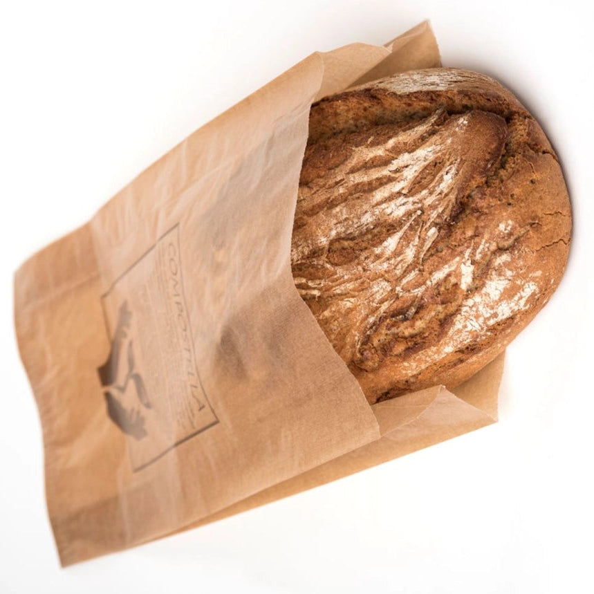 Compostella 1 for 4 Bags erstatter husholdningsfilm, aluminiumsfolie og bagepapir. Komposterbare poser til opbevaring, bagning og opvarmning – 100 % naturlige.