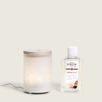 Aroma Relax Diffuser-sæt fra Maison Berger Paris – en harmonisk aromaterapi-oplevelse, der lindrer stress og forvandler dit hjem til et roligt fristed.