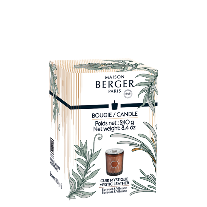 Maison Berger Paris Mystic Leather Duftlys – en dyb og orientalsk duft med læder, krydderier og amber, der skaber en sofistikeret og sensuel stemning i hjemmet
