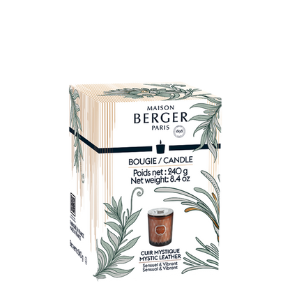 Maison Berger Paris Mystic Leather Duftlys – en dyb og orientalsk duft med læder, krydderier og amber, der skaber en sofistikeret og sensuel stemning i hjemmet