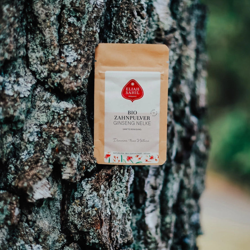 Eliah Sahil Organic dental powder - naturlig &amp; økologisk tandpasta med ginseng &amp; nelliker
