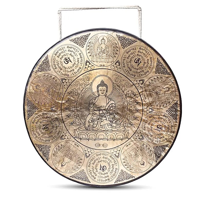 Gong Nepalesisk med Buddha symbolik | Yogi & Yogini