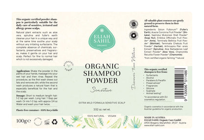 SHAMPOO POWDER , ØKOLOGISK - TIL SENSITIV &amp; IRRITABLE HOVEDBUND