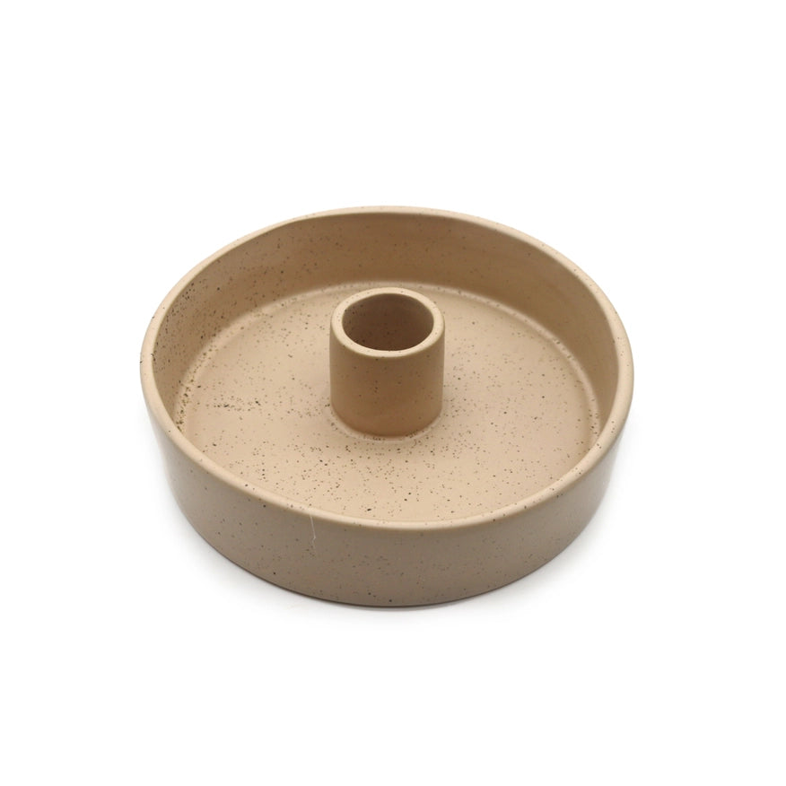 Palo Santo keramisk holder &amp; skål – Beige | Håndlavet skål smudging