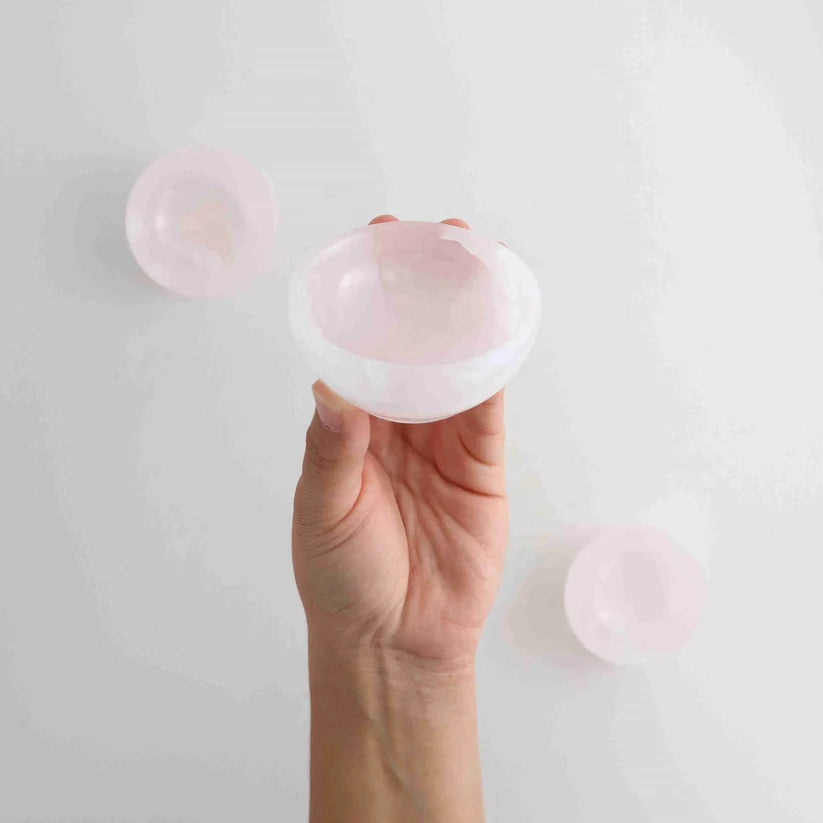 Krystal skål af Pink Mangano Calcit – Rund | Blid healing, & selvkærlighed