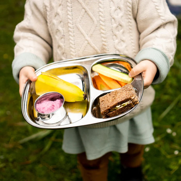 Pulito SteelLunchTray | Praktisk tallerken i rustfrit stål med 3 rum – til børn, camping &amp; hverdagsmad