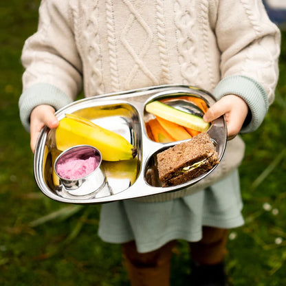 Pulito SteelLunchTray | Praktisk tallerken i rustfrit stål med 3 rum – til børn, camping &amp; hverdagsmad