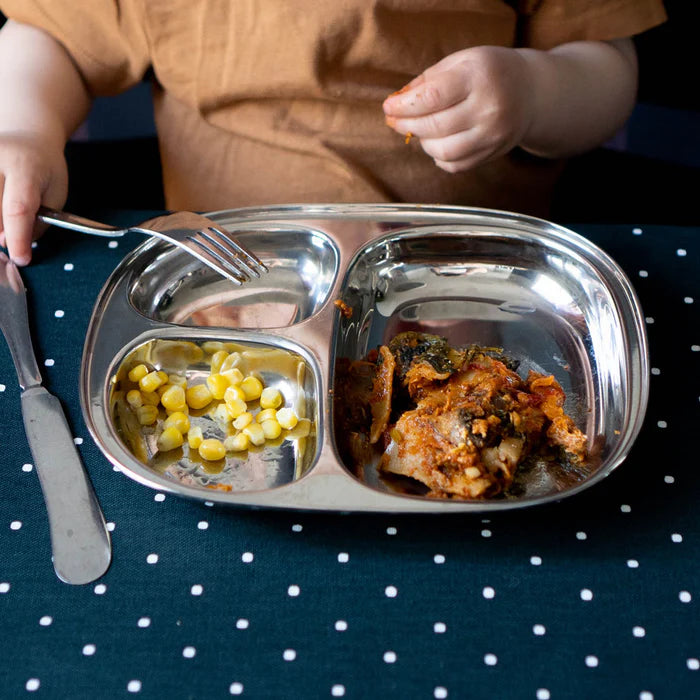 Pulito SteelLunchTray | Praktisk tallerken i rustfrit stål med 3 rum – til børn, camping &amp; hverdagsmad