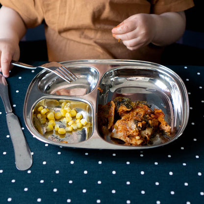 Pulito SteelLunchTray | Praktisk tallerken i rustfrit stål med 3 rum – til børn, camping &amp; hverdagsmad