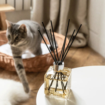 Maison Berger duftpinde med My Home Free From Pets Odour i glasflakon på bord