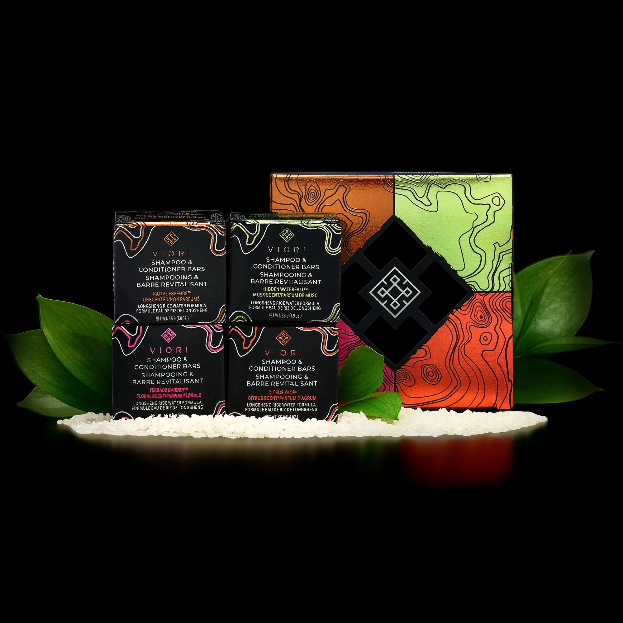 Find din favoritduft med Viori Prøvesæt – 4 varianter af shampoo &amp; conditioner med Rice Water.