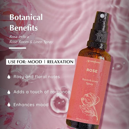Aromafume Roomspray med Roser – romantisk blomsterduft med æteriske olier. Skaber ro, balance og velvære. Vegansk &amp; bæredygtig.