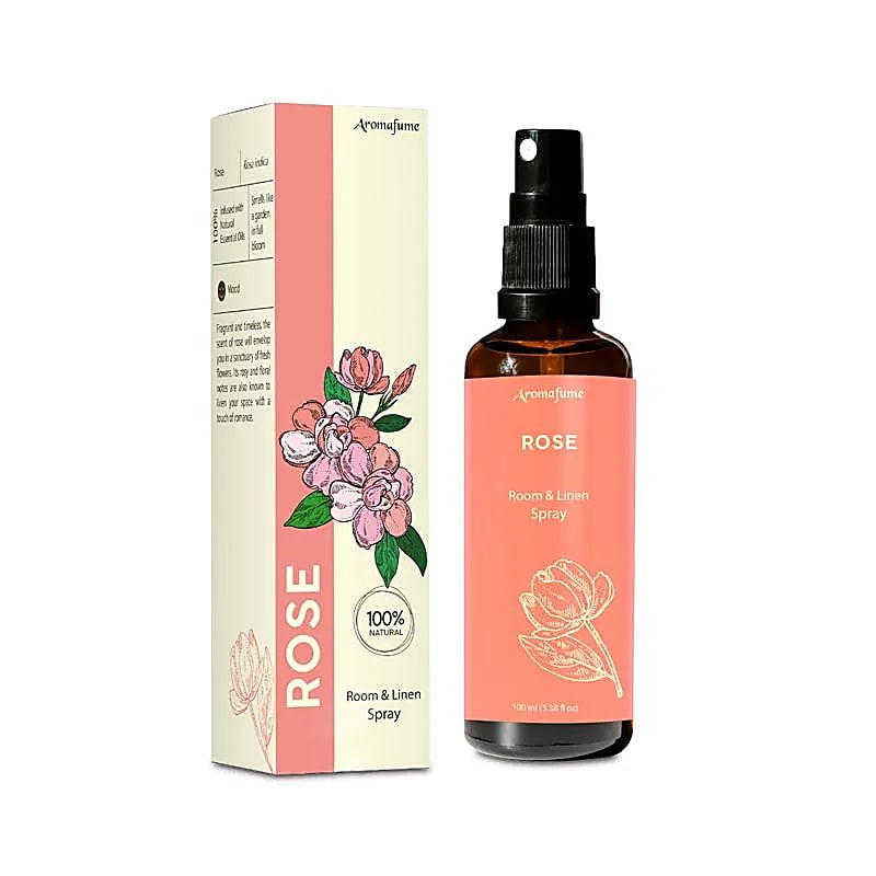 Aromafume Roomspray med Roser – romantisk blomsterduft med æteriske olier. Skaber ro, balance og velvære. Vegansk &amp; bæredygtig.
