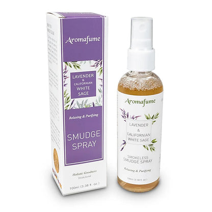 Aromafume Roomspray med Salvie &amp; Lavendel – røgfri smudging med æteriske olier. Renser energien og skaber ro, klarhed og balance.