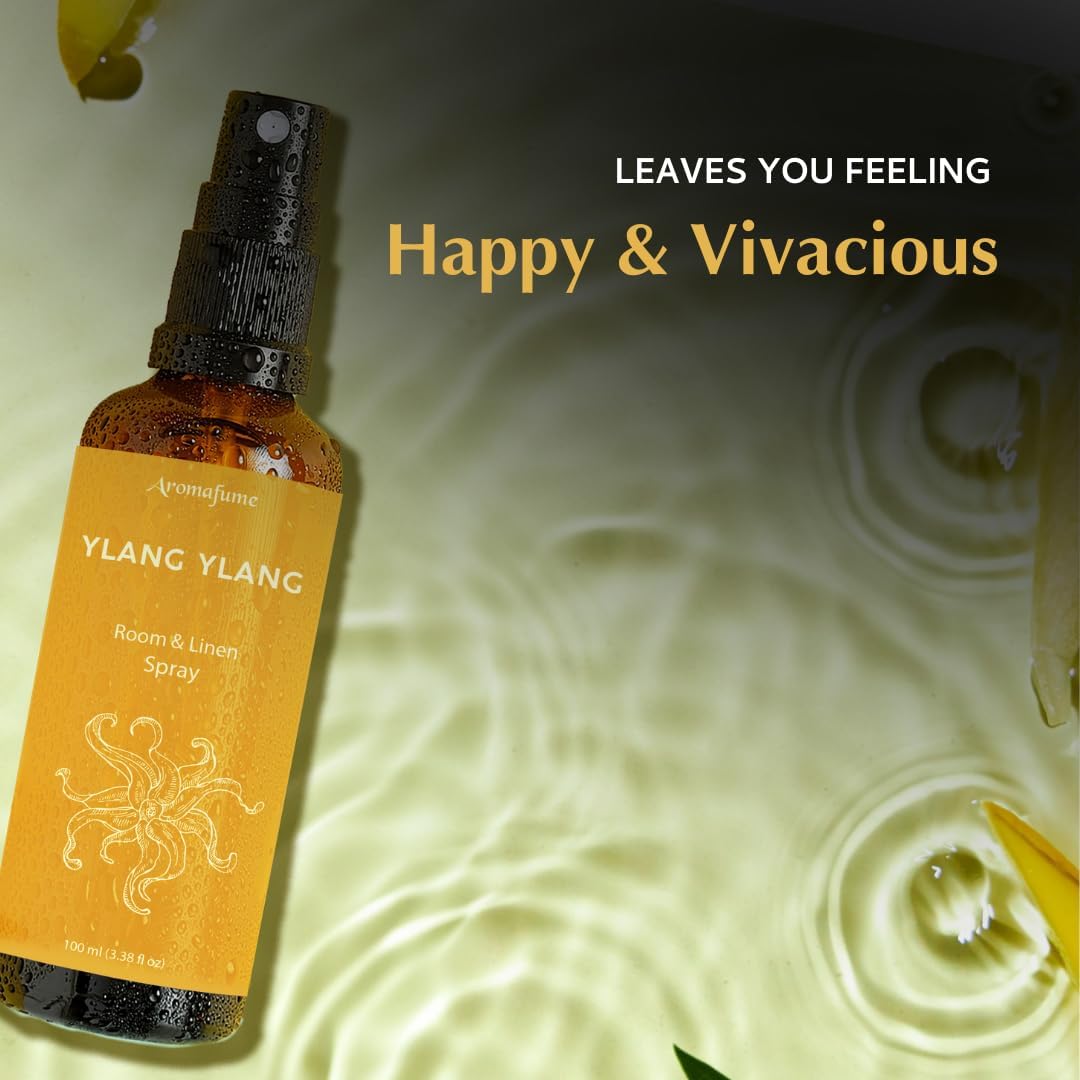 Aromafume Roomspray med Ylang Ylang – eksotisk blomsterduft, der skaber ro, glæde og balance. 100 % naturlig, vegansk og cruelty-free.