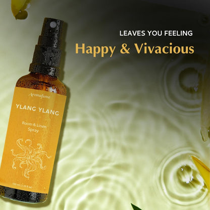 Aromafume Roomspray med Ylang Ylang – eksotisk blomsterduft, der skaber ro, glæde og balance. 100 % naturlig, vegansk og cruelty-free.