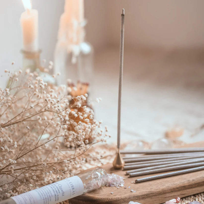 Røgelse med rosenkvarts krystalstøv & beroligende duft