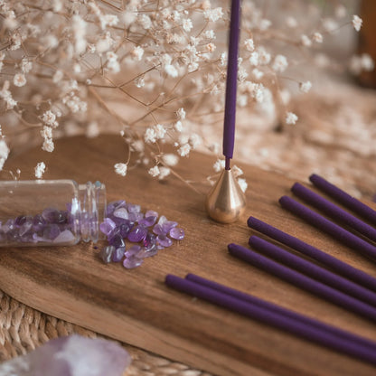 Røgelse med ametyst krystalstøv &amp; beroligende duft