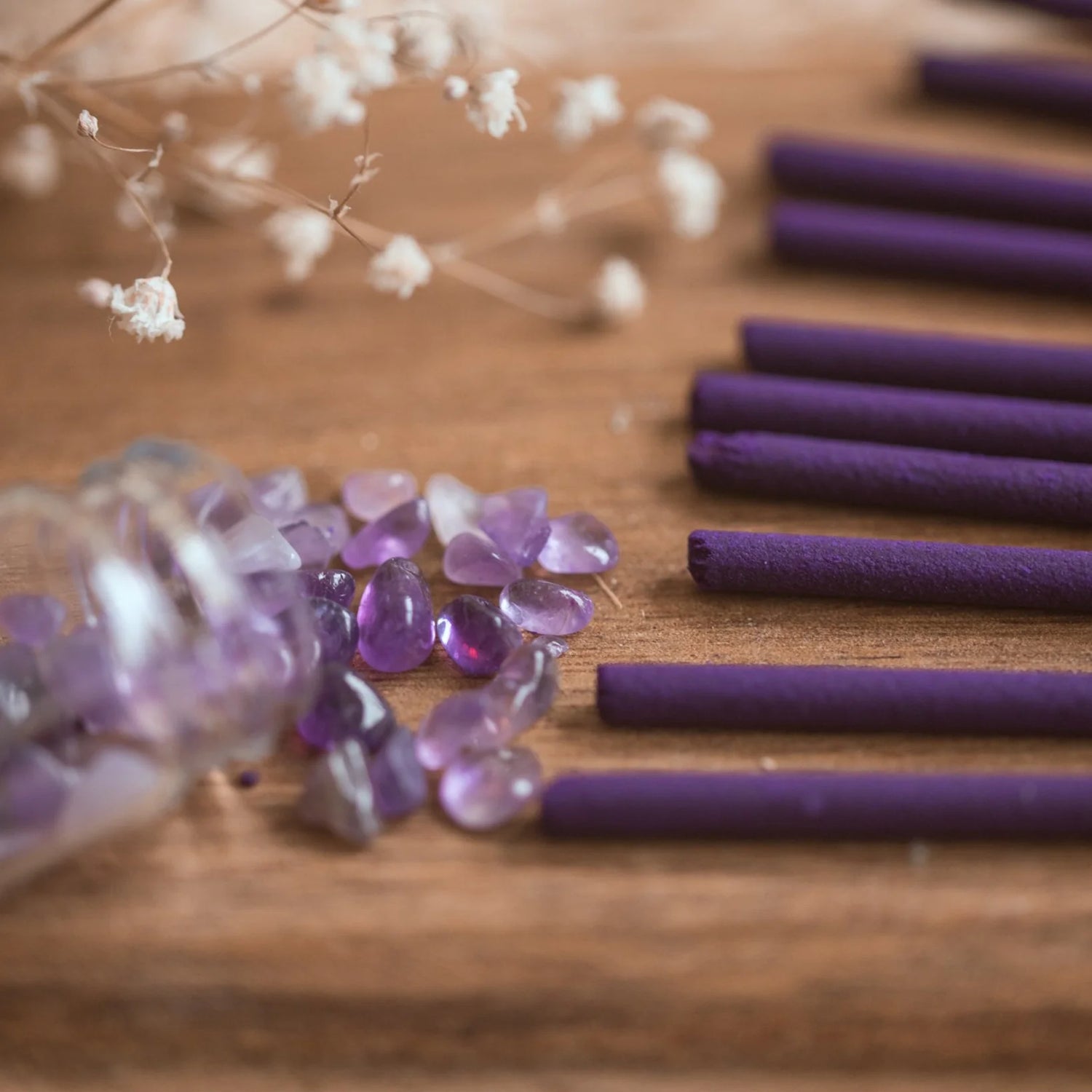 Røgelse med ametyst krystalstøv &amp; beroligende duft