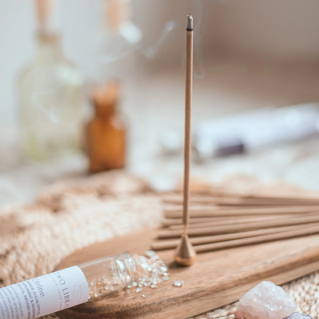 Røgelse med citrin krystalstøv & opkvikkende duft