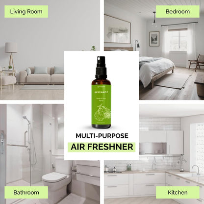 Aromafume Roomspray med Bergamot – naturlig duftspray med æteriske olier. Frisk citrusduft, der skaber energi, ro og balance i hjemmet.